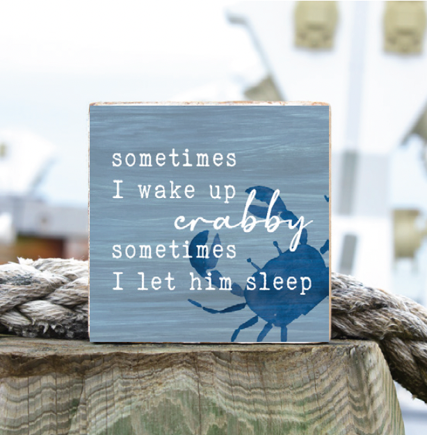 Let Crabby Sleep Decorative Wooden Block