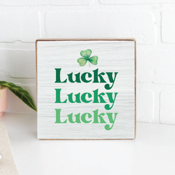 Lucky Lucky Lucky Decorative Wooden Block