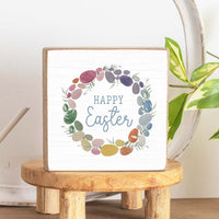 Easter Egg Wreath Decorative Wooden Block