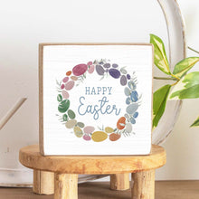 Load image into Gallery viewer, Easter Egg Wreath Decorative Wooden Block
