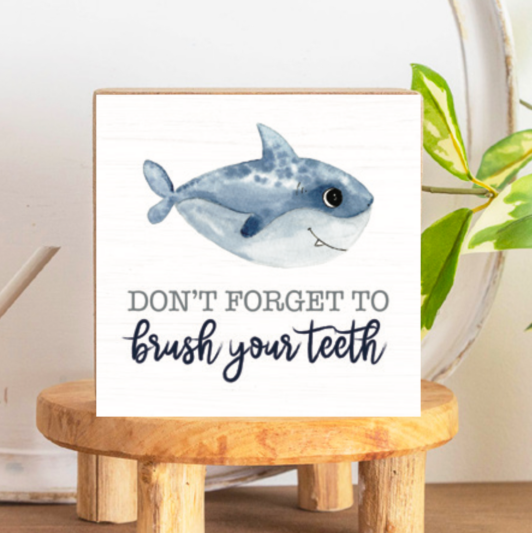 Brush Your Teeth Decorative Wooden Block