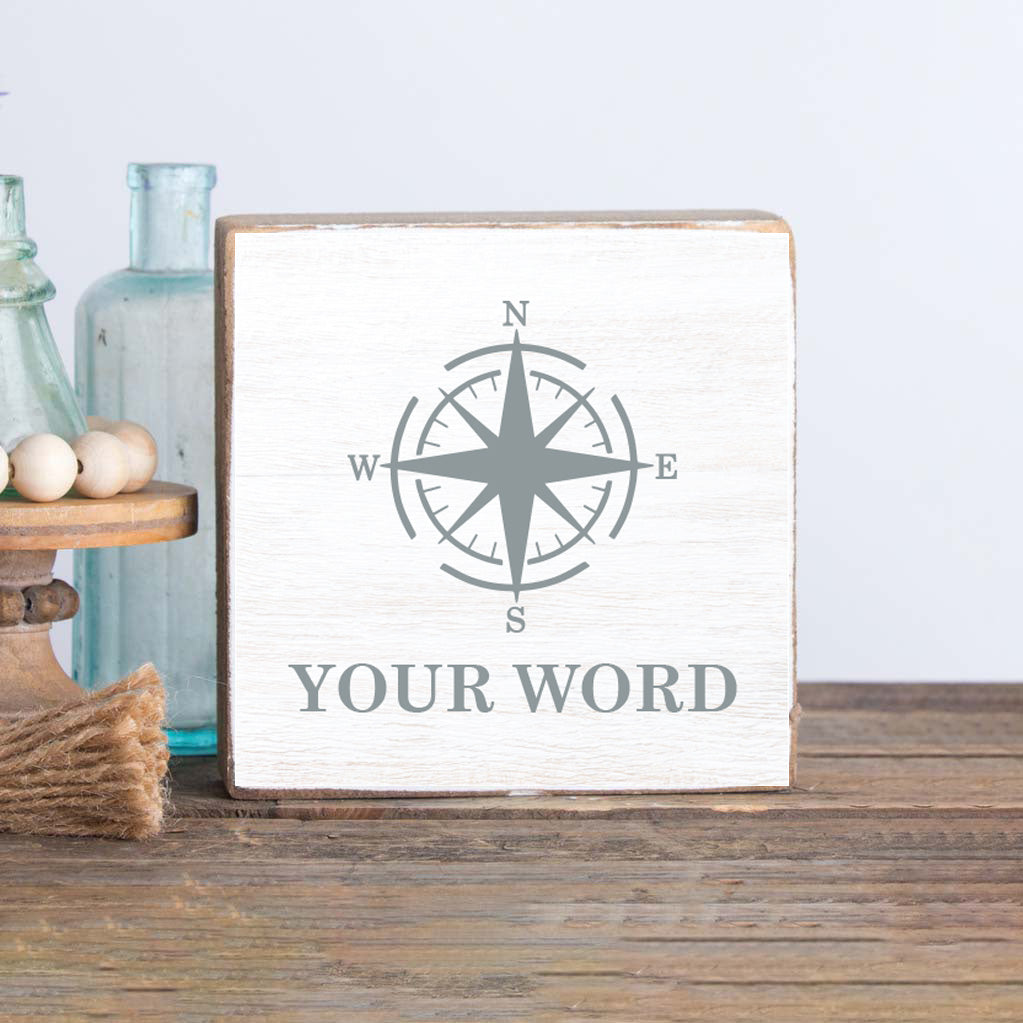 Personalized Compass Decorative Wooden Block