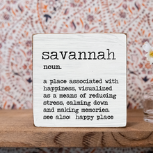 Load image into Gallery viewer, Personalized Your Happy Place Definition Decorative Wooden Block
