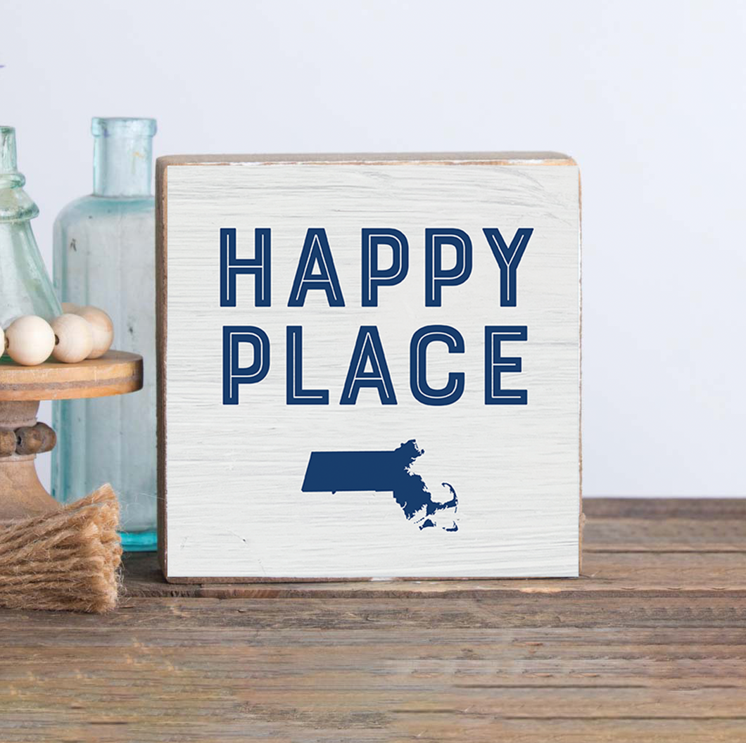 Personalized Happy Place State Decorative Wooden Block