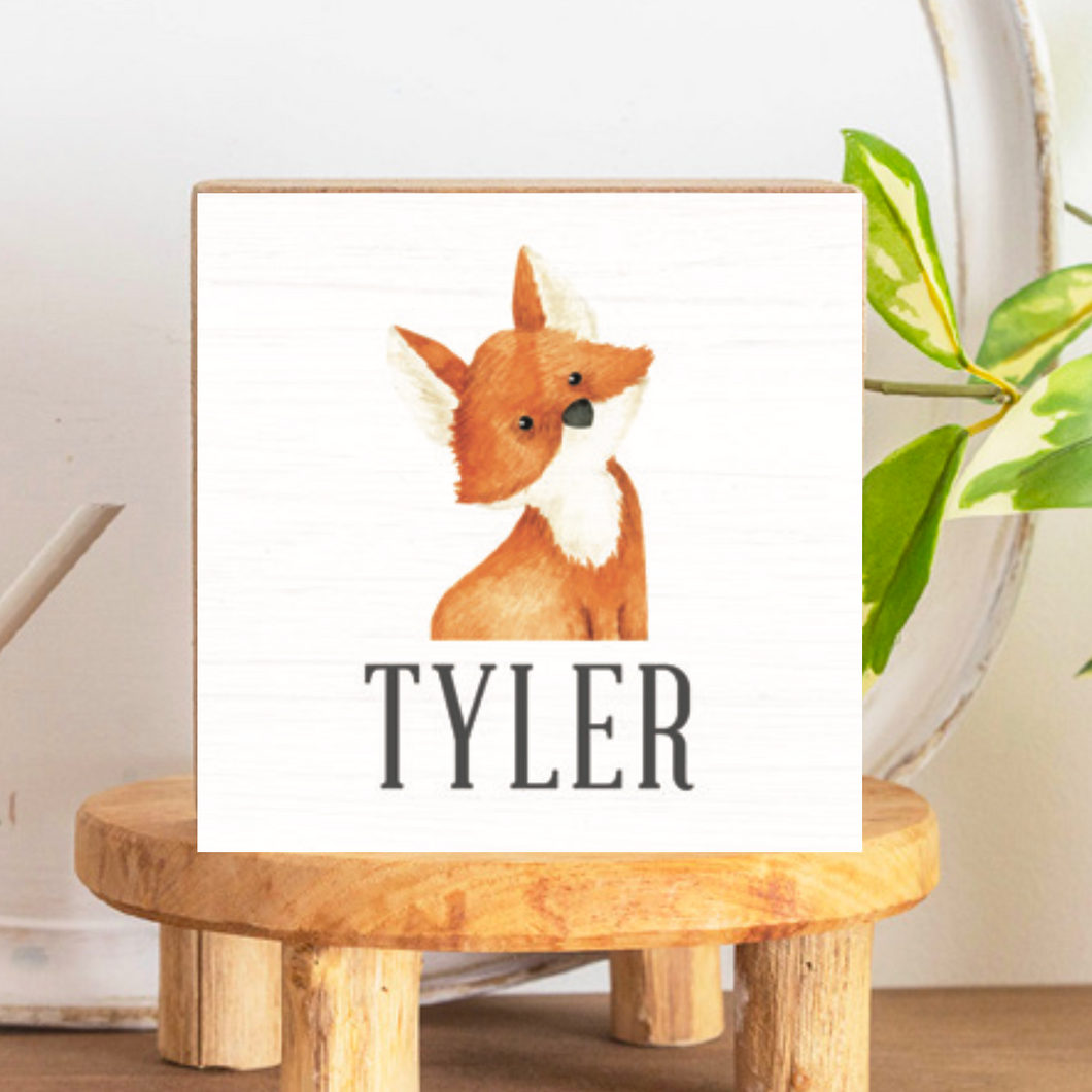 Personalized Fox Decorative Wooden Block