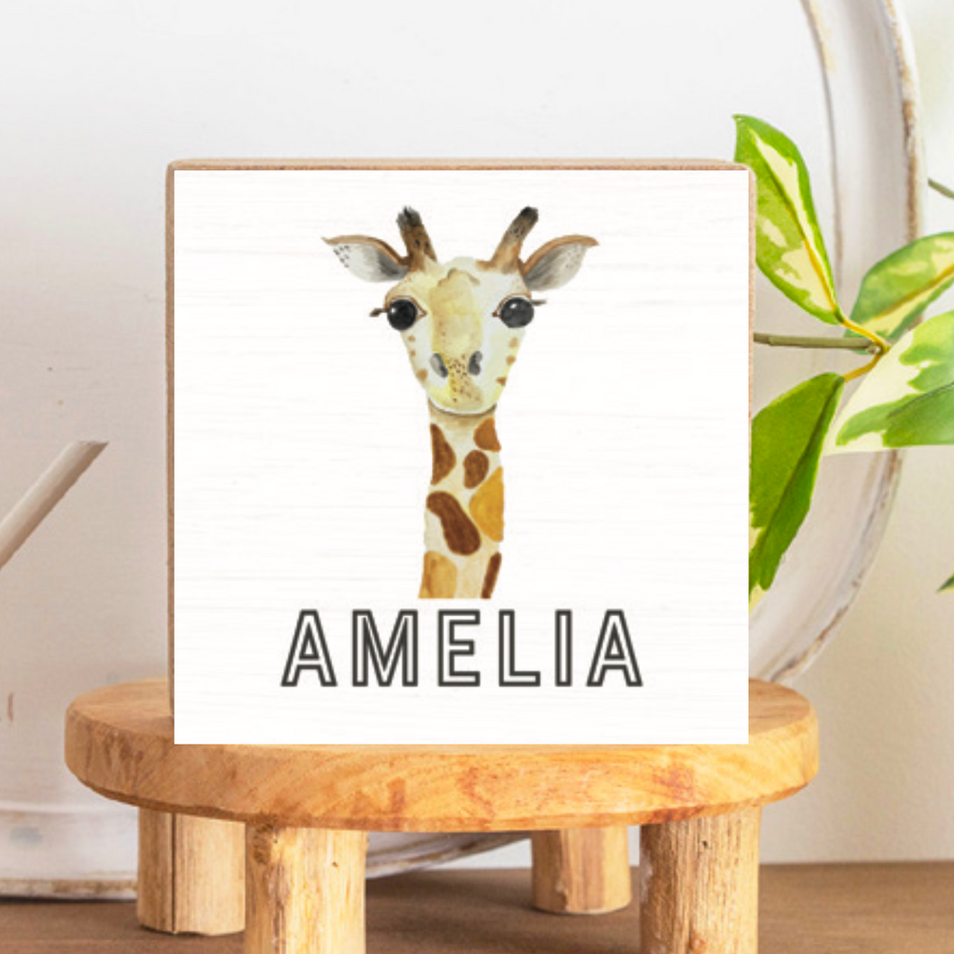 Personalized Giraffe Decorative Wooden Block