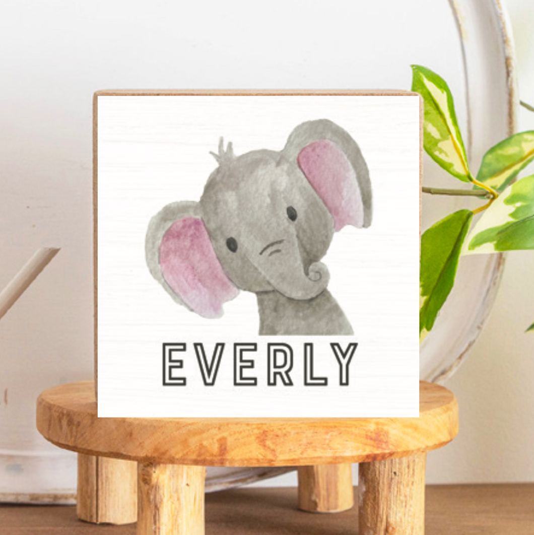 Personalized Elephant Decorative Wooden Block