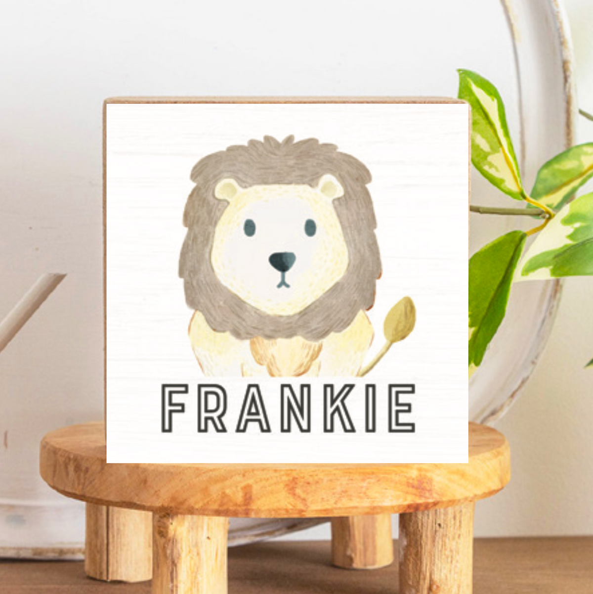 Personalized Lion Decorative Wooden Block