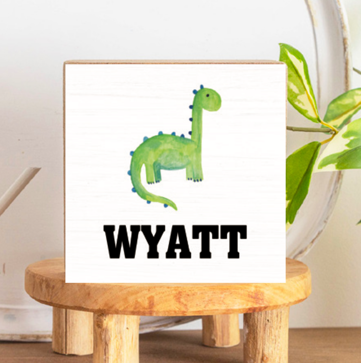 Personalized Dino Decorative Wooden Block