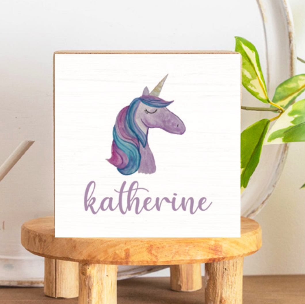 Personalized Unicorn Decorative Wooden Block