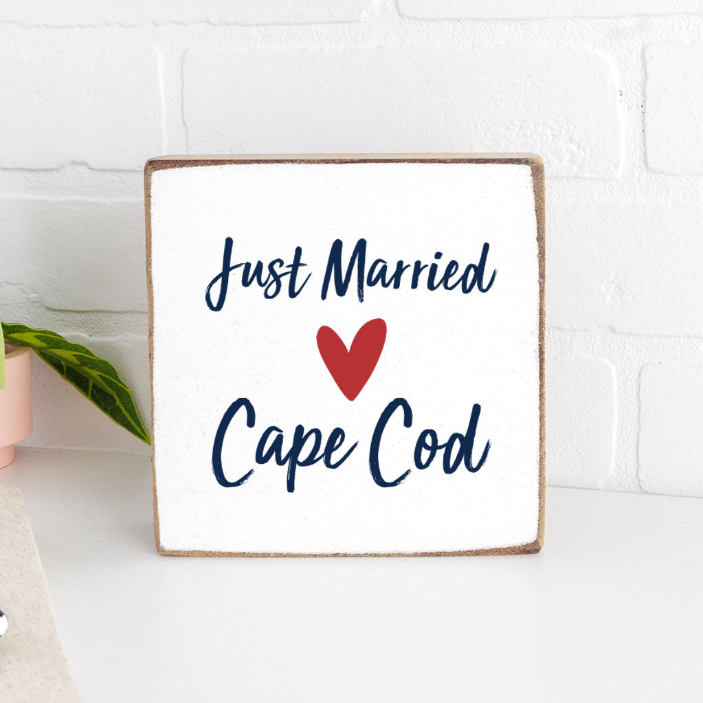 Personalized Just Married Decorative Wooden Block