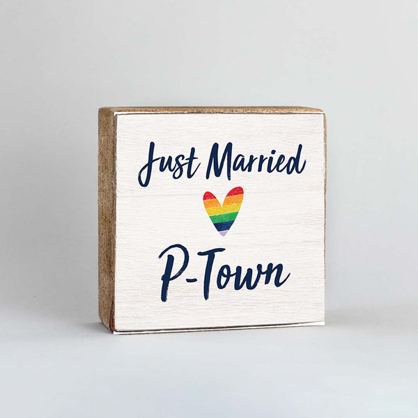 Personalized Just Married Decorative Wooden Block