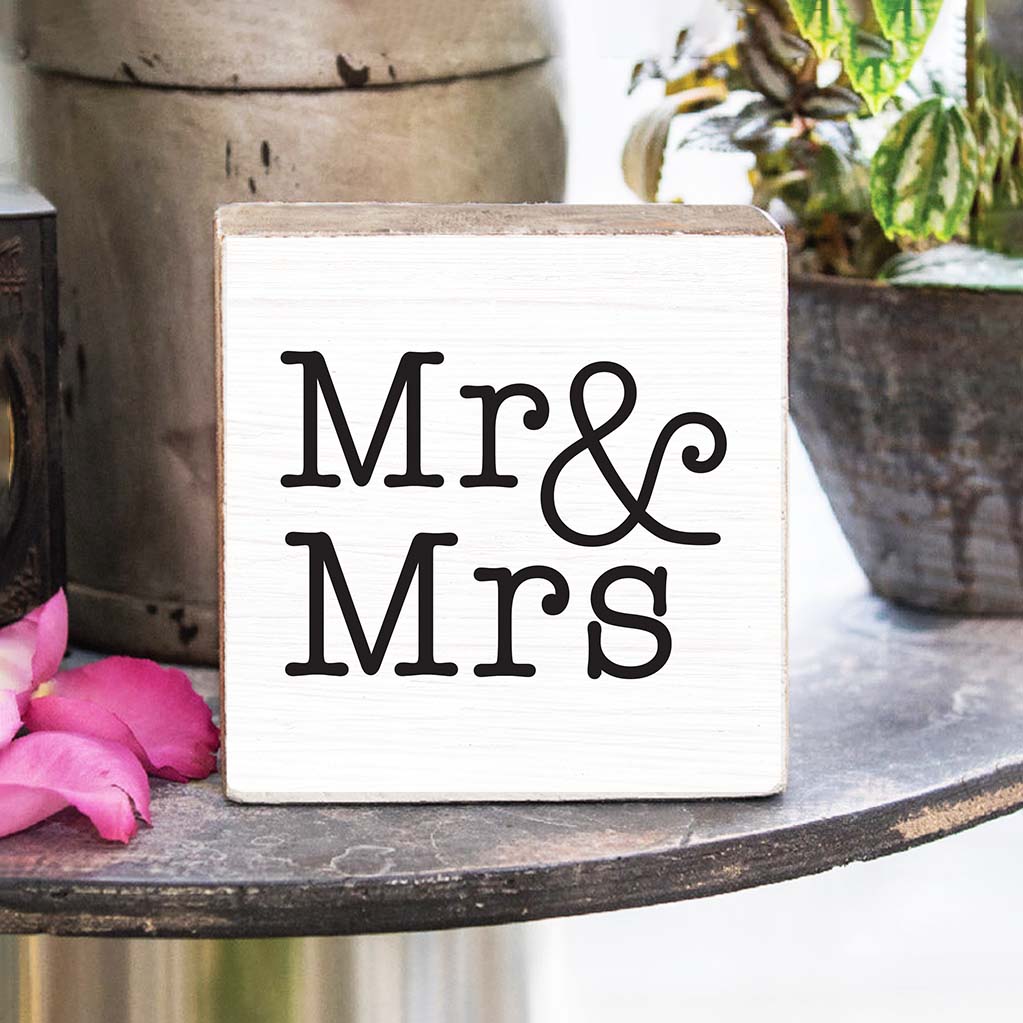 Mr & Mrs Decorative Wooden Block