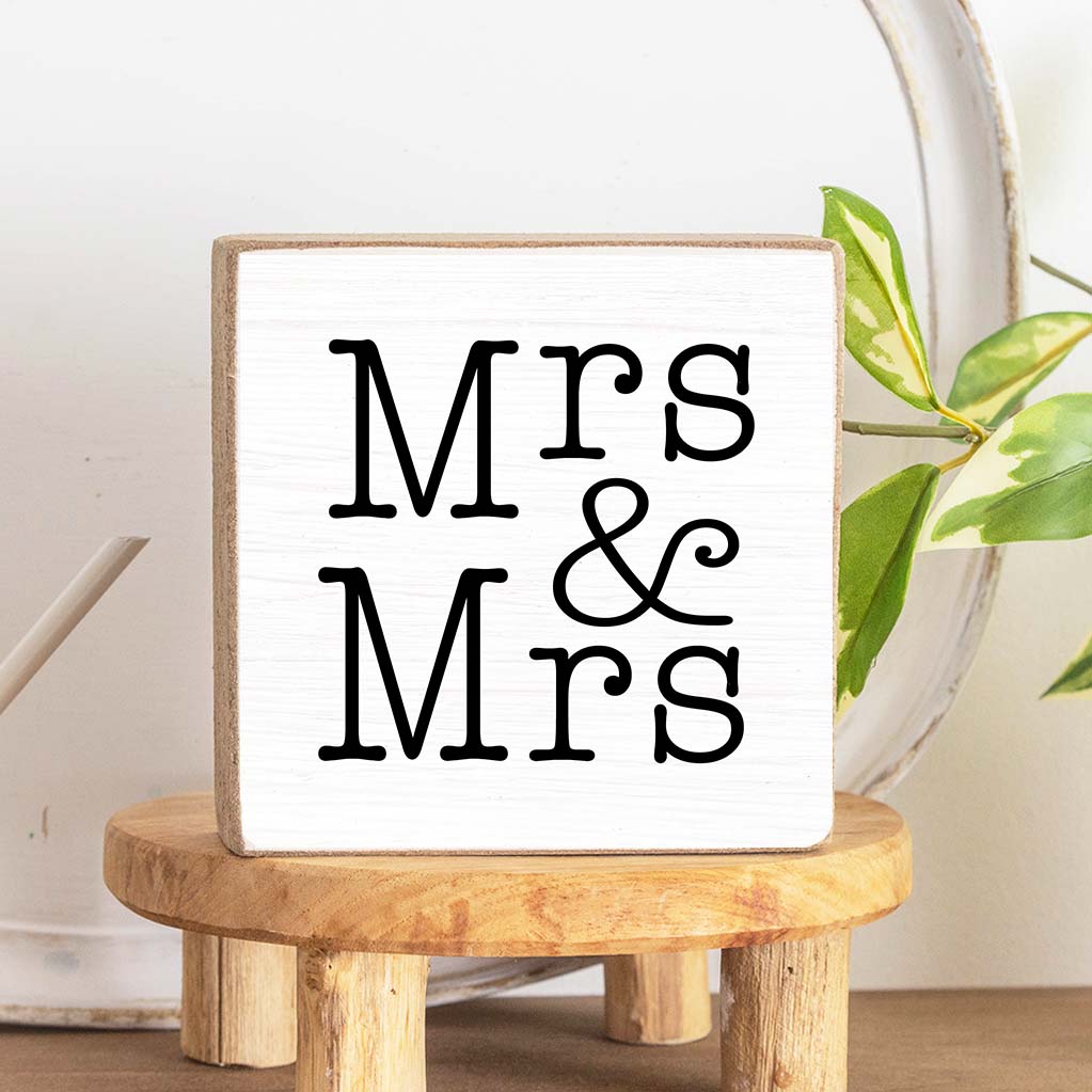 Mrs & Mrs Decorative Wooden Block