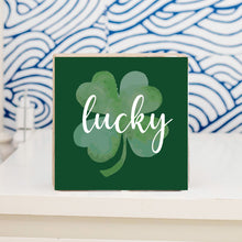 Load image into Gallery viewer, Lucky Shamrock Decorative Wooden Block
