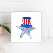 Load image into Gallery viewer, Uncle Sam Starfish Decorative Wooden Block
