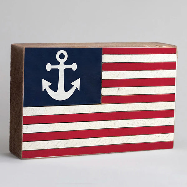 Anchor Flag Decorative Wooden Block