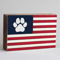 Paw Print Flag Decorative Wooden Block