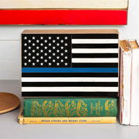 Blue Line Flag Decorative Wooden Block