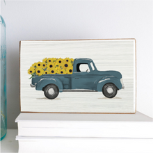 Load image into Gallery viewer, Sunflower Truck Decorative Wooden Block
