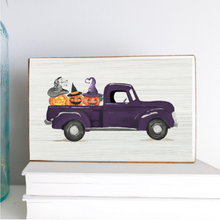 Load image into Gallery viewer, Jack-O-Lantern Truck Decorative Wooden Block
