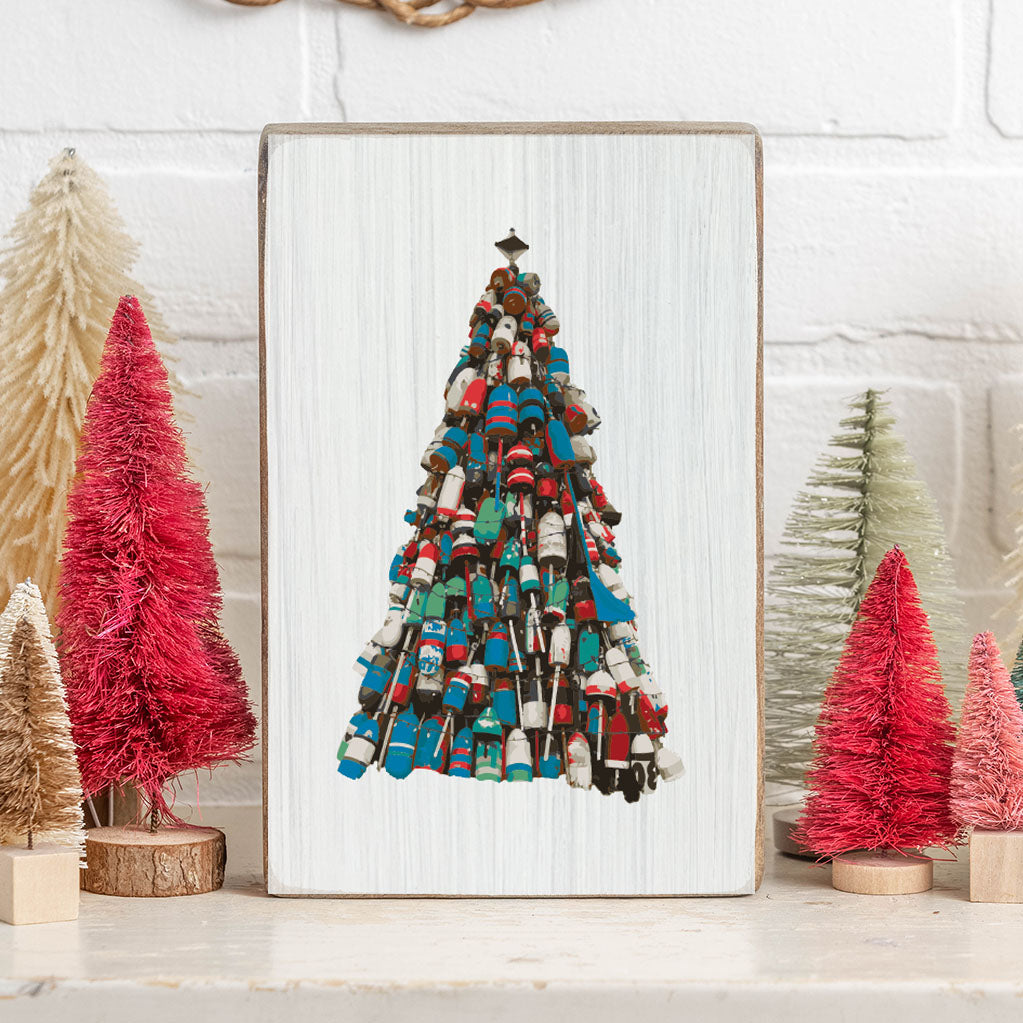 Coastal Christmas Evergreen Tree Decorative Wooden Block