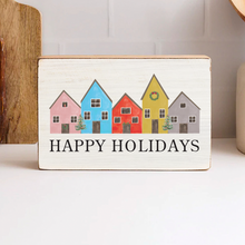 Load image into Gallery viewer, Holiday Houses Decorative Wooden Block
