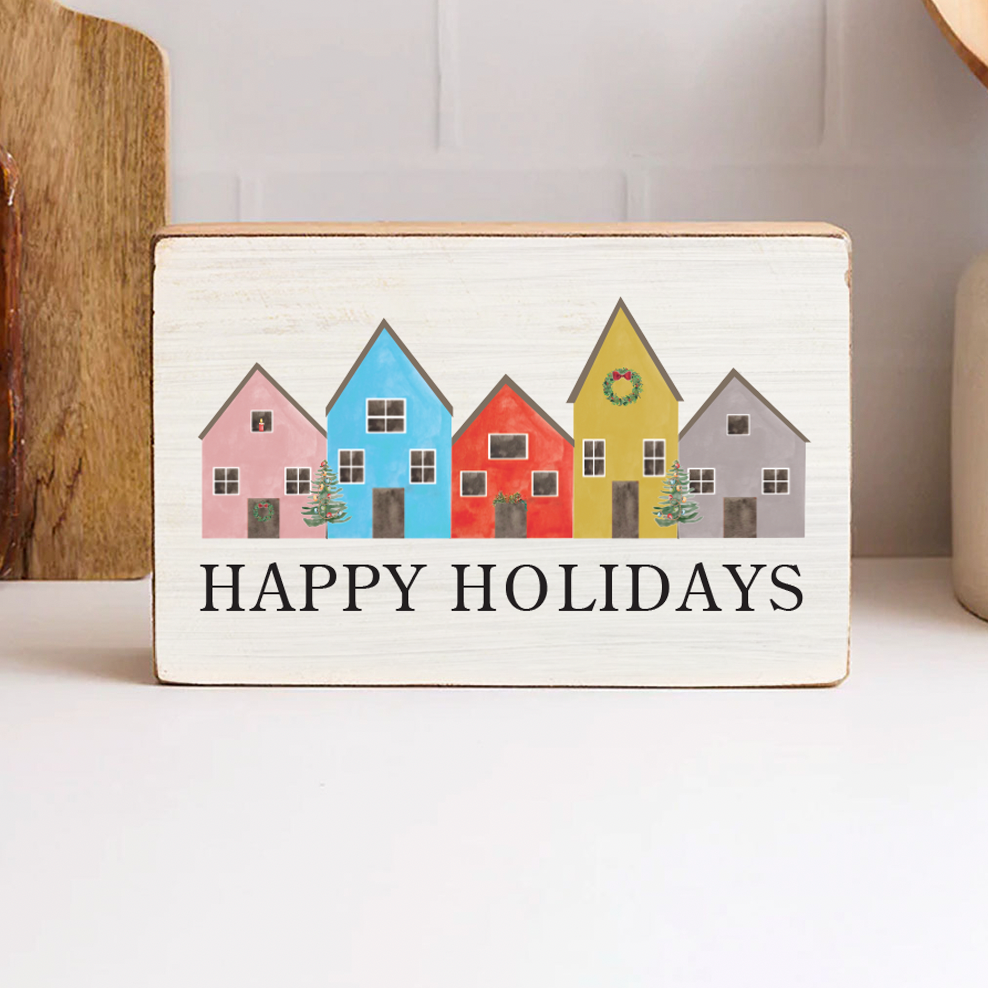 Holiday Houses Decorative Wooden Block