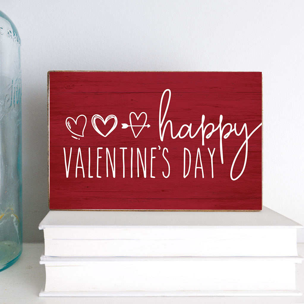 Happy Valentine's Day Decorative Wooden Block