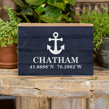 Load image into Gallery viewer, Personalized Anchor &amp; Coordinates Decorative Wooden Block
