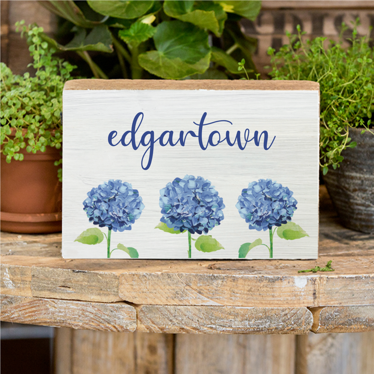 Personalized Hydrangeas Decorative Wooden Block