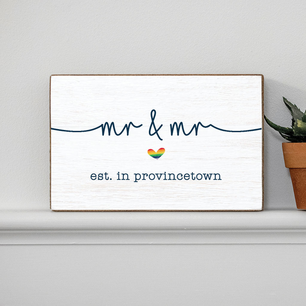 Personalized Rainbow Mr & Mr Decorative Wooden Block