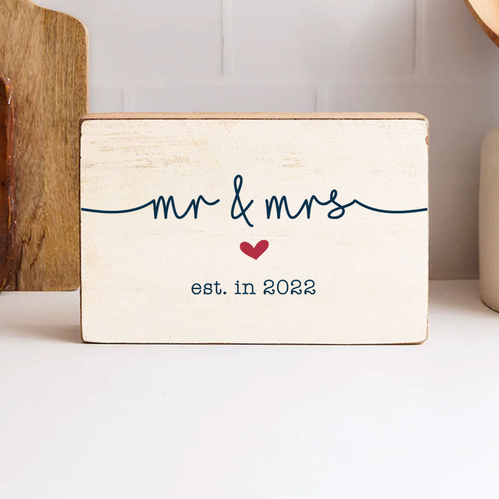 Personalized Mr & Mrs Decorative Wooden Block