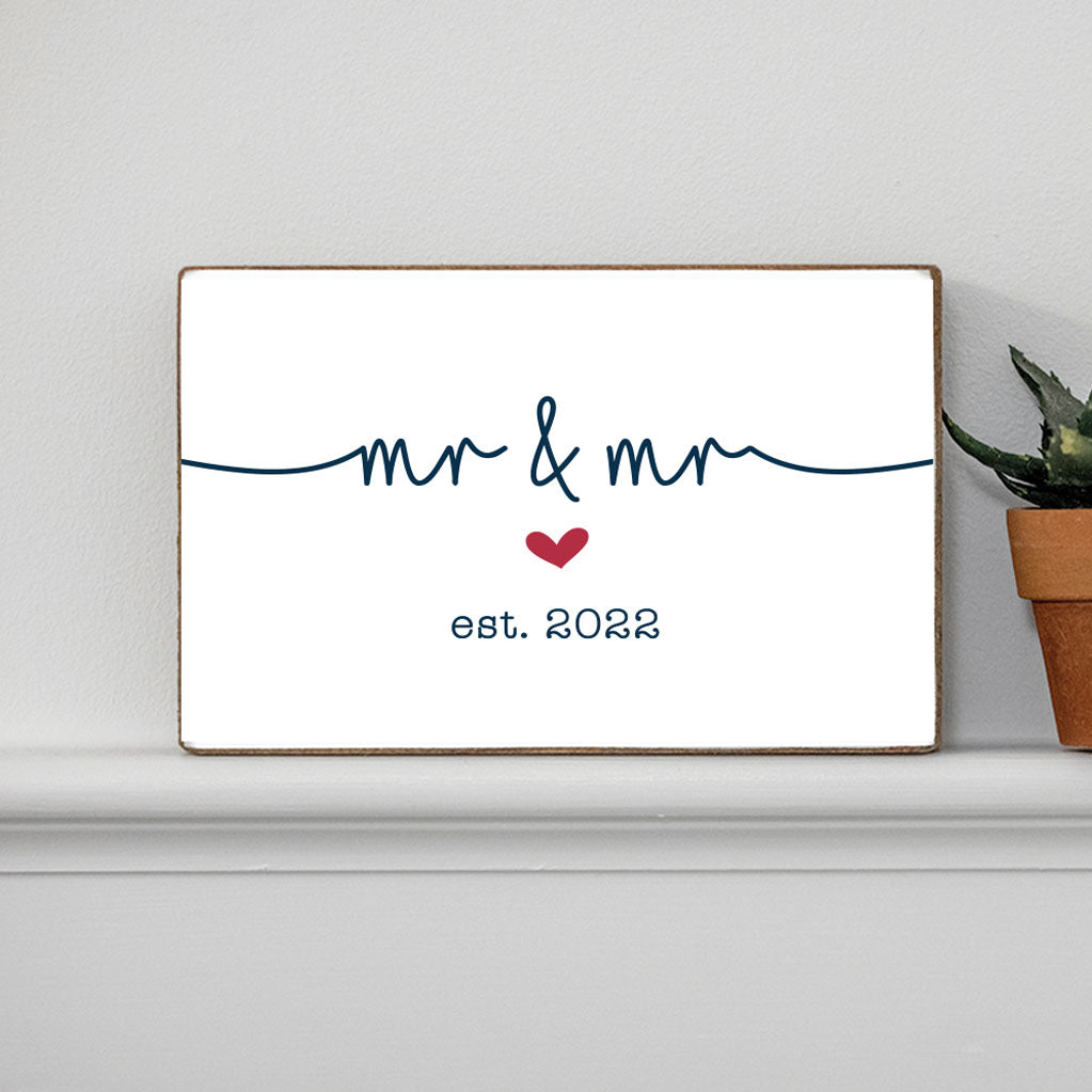 Personalized Mr & Mr Decorative Wooden Block