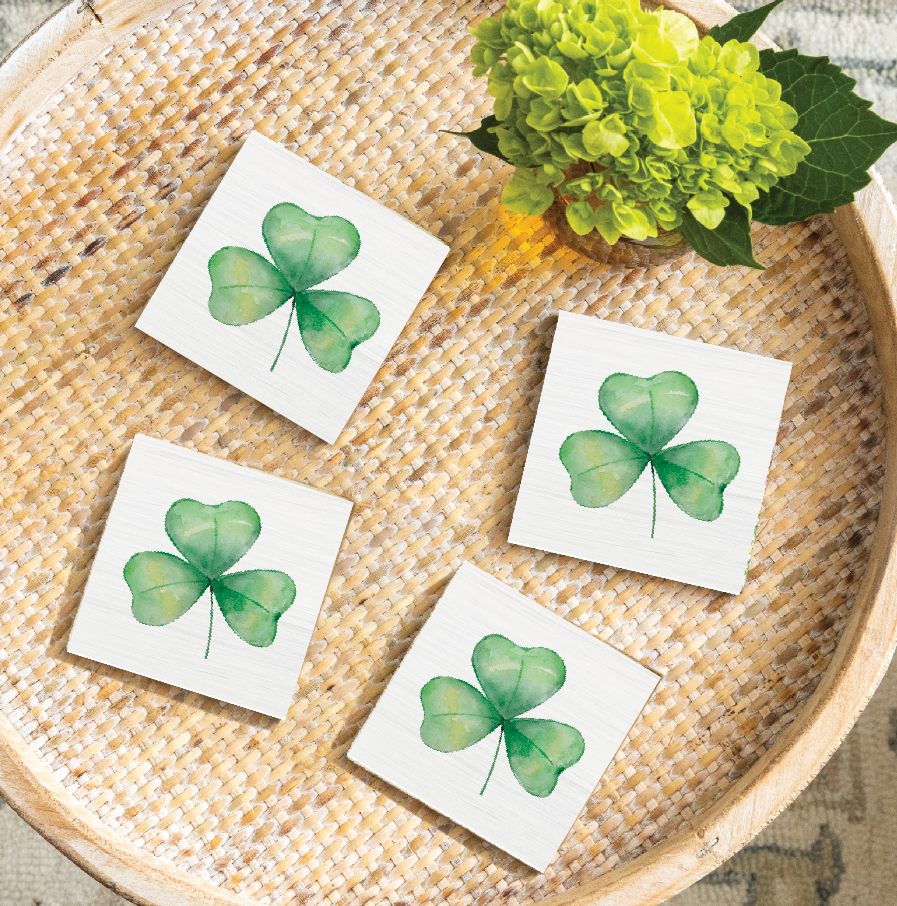 Watercolor Shamrock Coaster Set