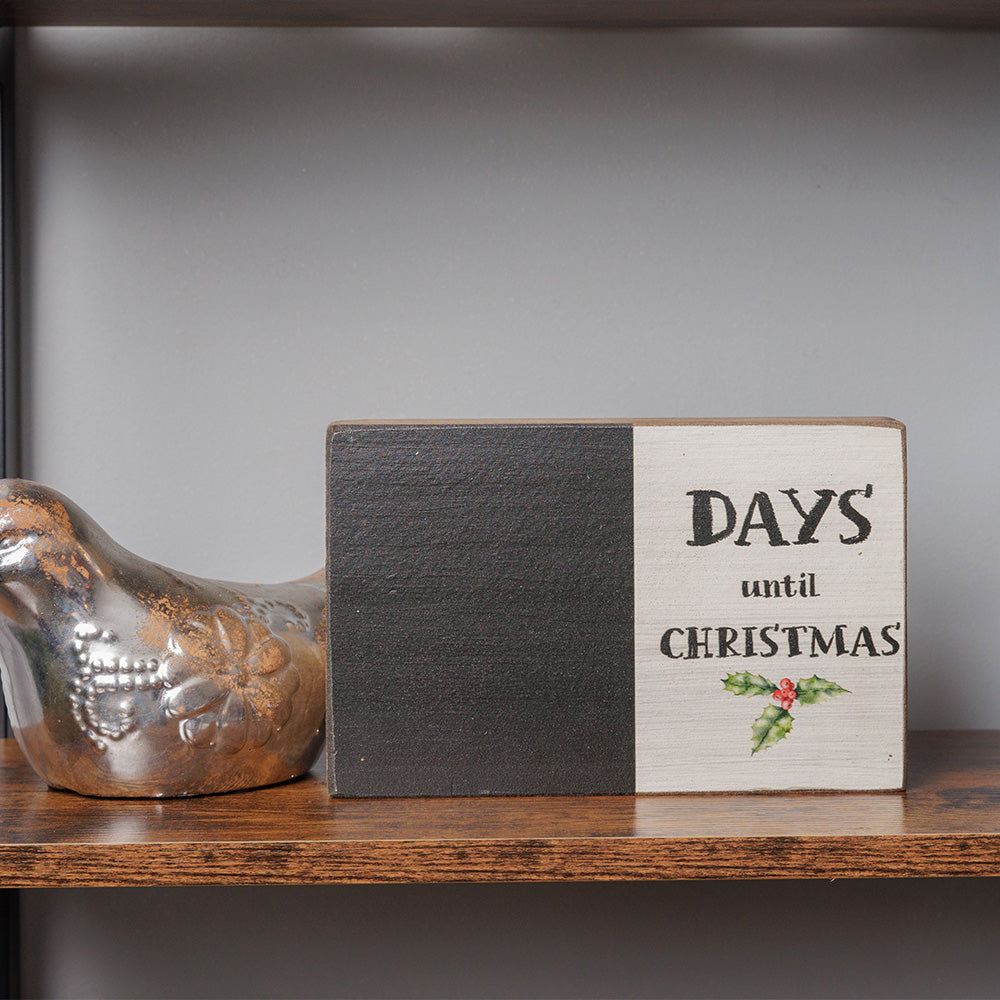 Days Until Christmas Decorative Wooden Block