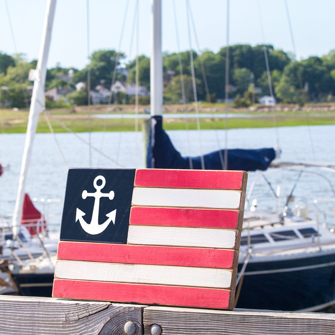 Anchor Wooden American Flag