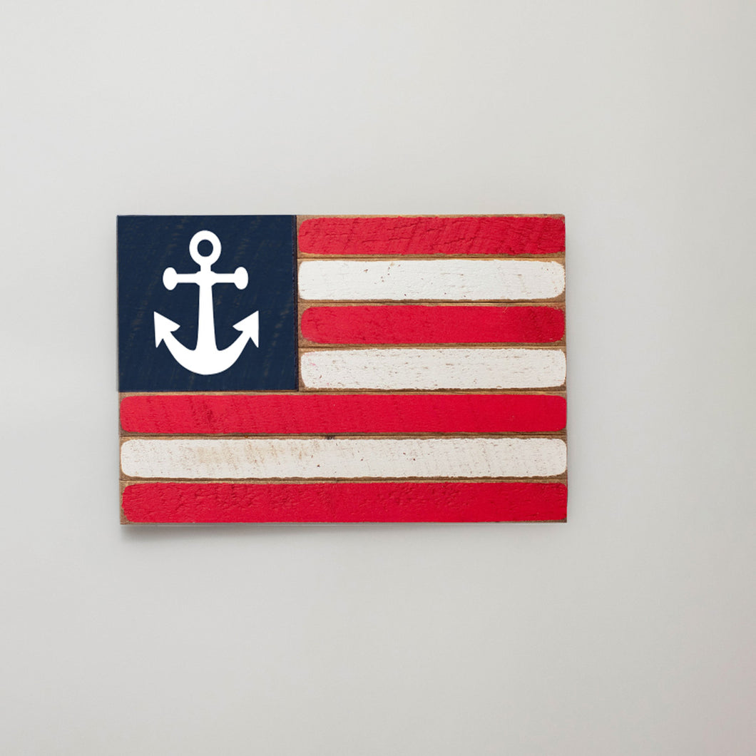 Anchor Wooden American Flag