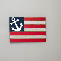 Tilted Anchor Wooden American Flag