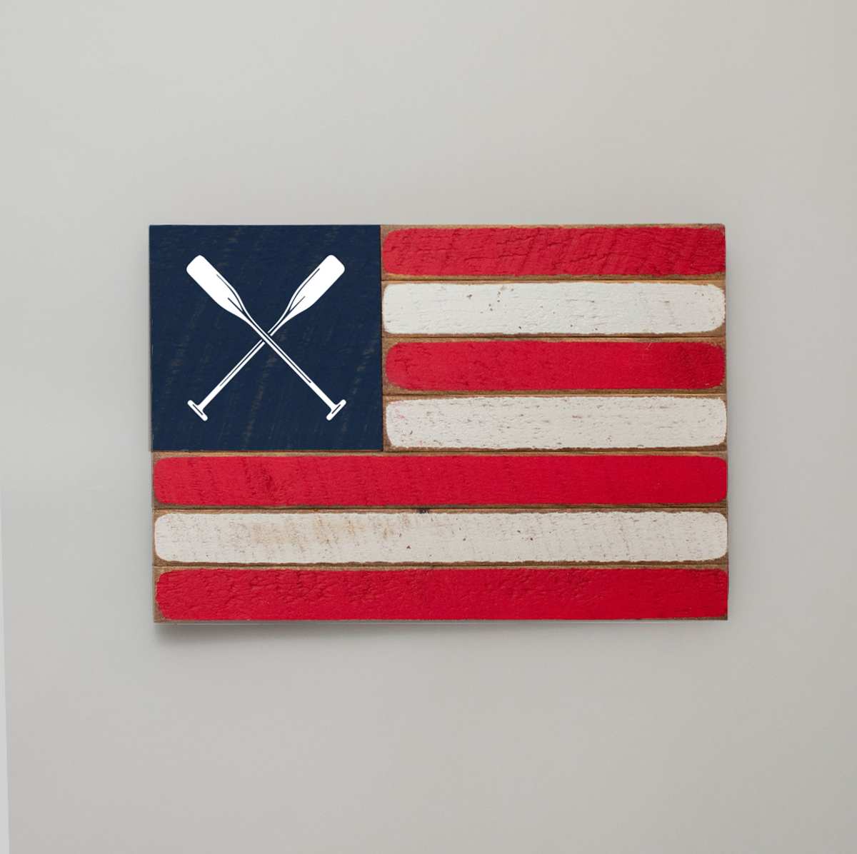 Crossed Oars Wooden American Flag