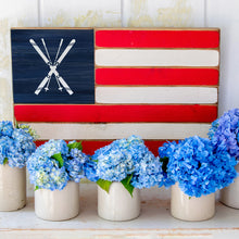 Load image into Gallery viewer, Crossed Skis Wooden American Flag
