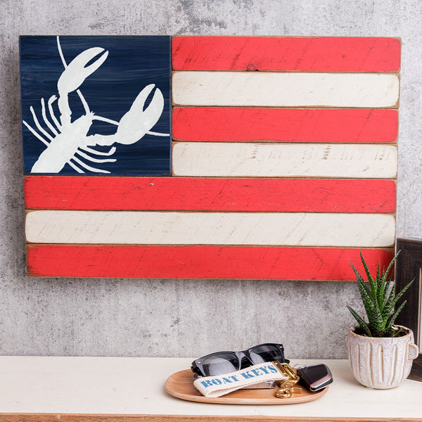 Lobster Wooden American Flag