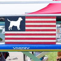 Dog Wooden American Flag