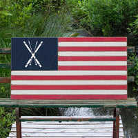 Crossed Skis Wooden American Flag