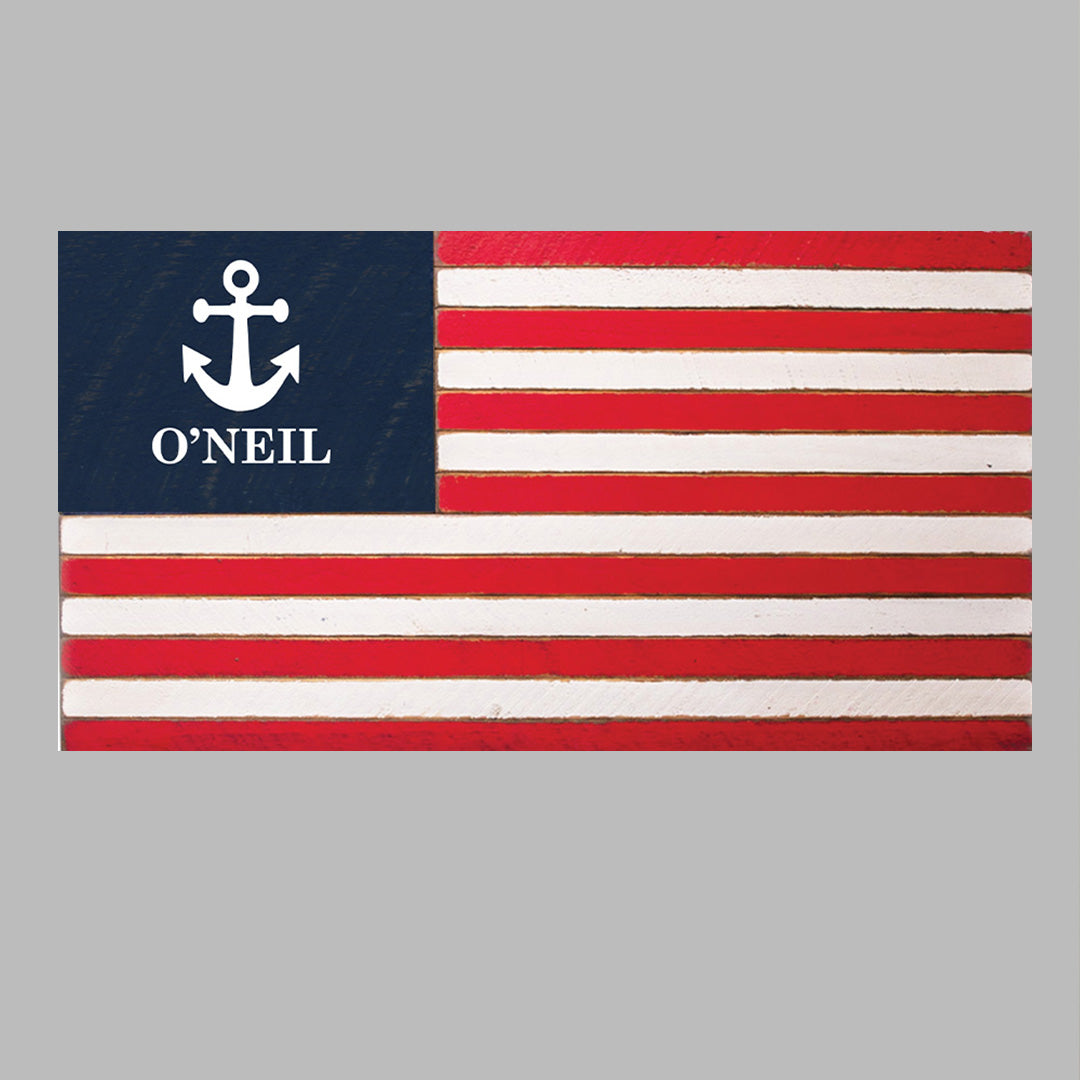 Personalized Anchor Wooden American Flag