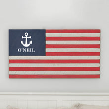 Load image into Gallery viewer, Personalized Anchor Wooden American Flag
