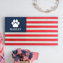 Load image into Gallery viewer, Personalized Paw Print Wooden American Flag
