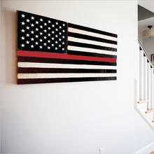 Load image into Gallery viewer, Thin Red Line Wooden American Flag
