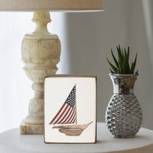 Load image into Gallery viewer, Watercolor Flag Sailboat Decorative Wooden Block
