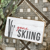 Gone Skiing Twine Hanging Sign